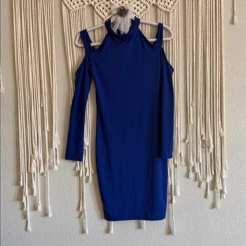 Blue Cold Shoulder Dress